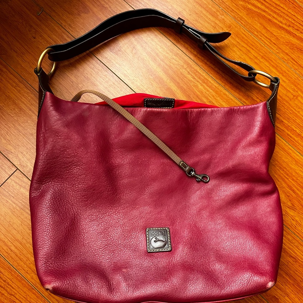 Vintage Dooney And Bourke Over The Shoulder Wine Handbag